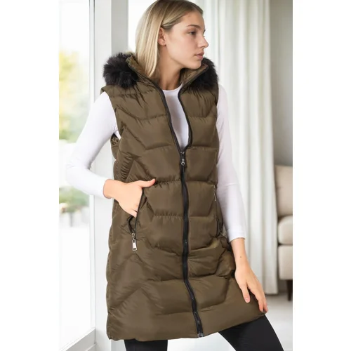 Dewberry Z6761 WOMEN'S VEST-KHAKI-1