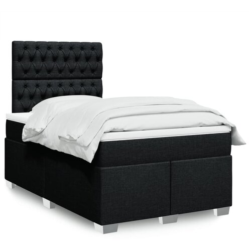 VidaXL Box spring postelja z vzmetnico črn 120x200 cm blago Slike
