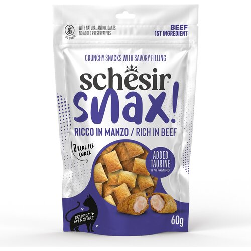  Ekonomično pakiranje Schesir Snax! Pillows 3 x 60 g - Govedina Slike