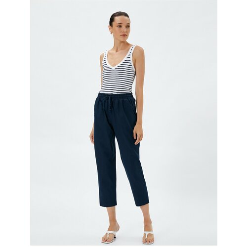 Koton Linen-Mixed Trousers with Tie Waist Slike