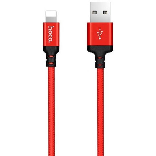 Hoco podatkovni kabel X14 Lightning na USB 1m 3A rdeč pleten Slike