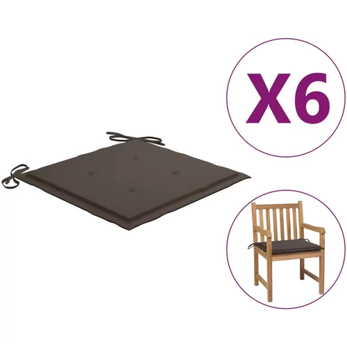 vidaXL jastuci za vrtne stolice 6 kom smeđe-sivi 50x50x3 cm od tkanine