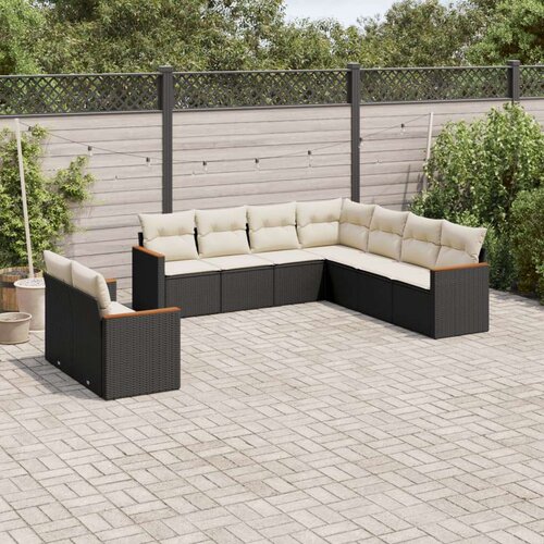  9-dijelni set vrtnih sofa s jastucima crni od poliratana Cijene