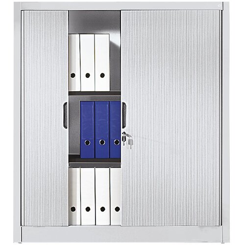 C+P Omara z rolojem, vodoravne žaluzije, VxŠxG 1345 x 1200 x 420 mm, 3 police, 3,5 prostorov za mape, svetlo siva Cene