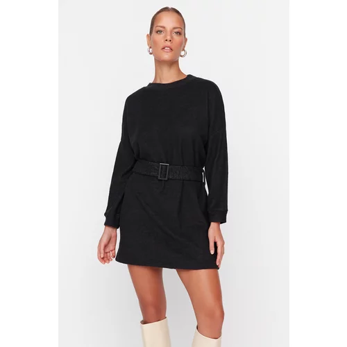 Trendyol Black Belted Soft Mini Knitted Dress