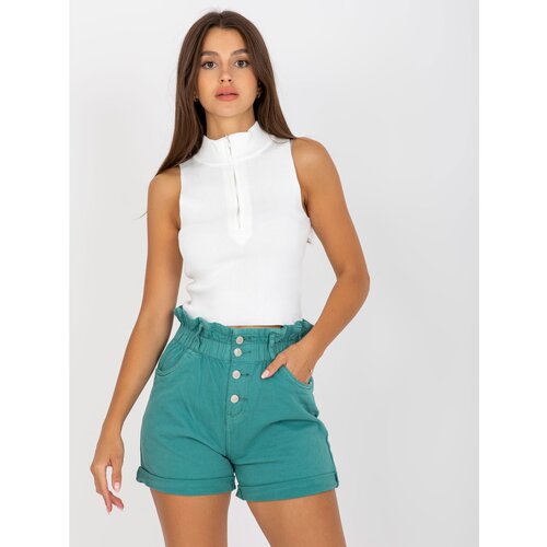 Fashion Hunters Women's turquoise denim shorts with buttons Slike