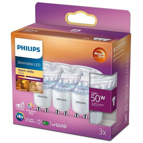  SET 3x LED prigu&scaron;iva sijalica Philips Warm Glow GU10/3,8W/230V 2200-2700K Cene