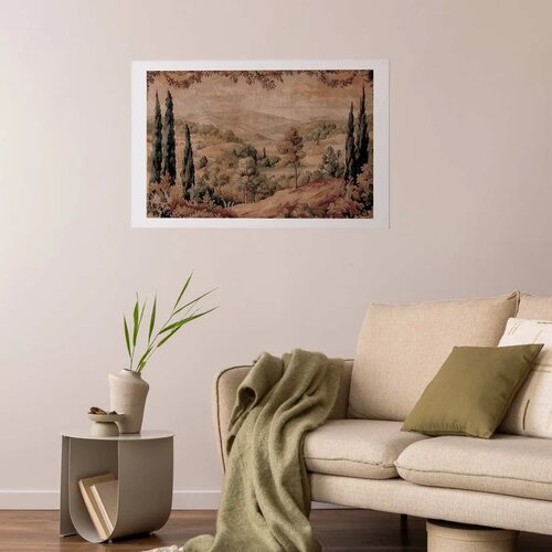  Plakat - Mediterranean Landscape - Old Tapestry with a Hill and Lake 40x60 Bez okvira s margom Slike