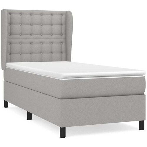 Box spring krevet s madracem svjetlosivi 90x190 cm od tkanine Slike