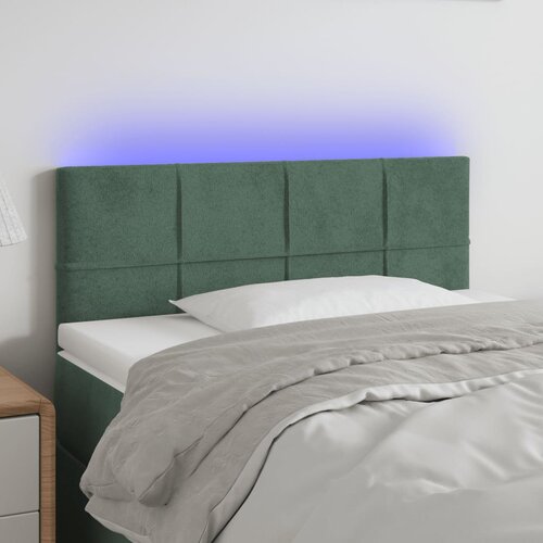 vidaXL LED posteljno vzglavje temno zeleno 90x5x78/88 cm žamet Cene