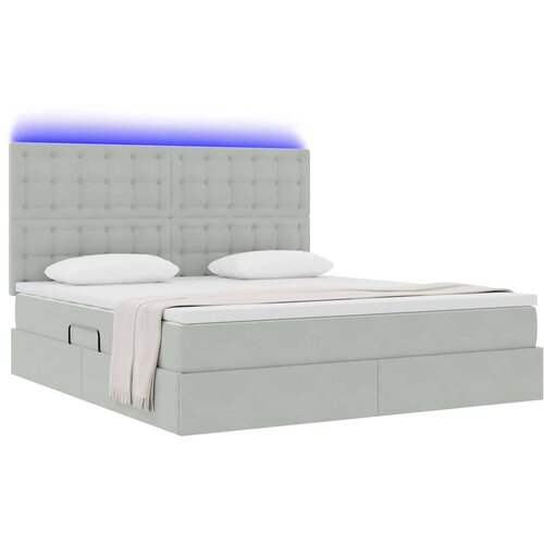  LED krevet za pohranu s madracem Svjetlosiva 160 x 200 cm Slike