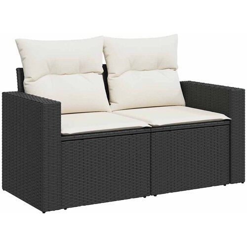  7-dijelni set vrtnih sofa od poliratana s jastucima crni Crna Slike