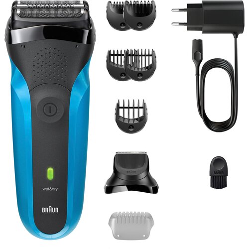 Braun brijac Serija 3 310BT s nastavkom za trimovanje brade za mokru ili suhu upotrebu, plava. Cijene