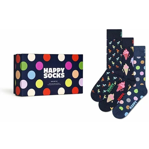 Happy Socks Nogavice Gift Box Navy 3-pack mornarsko modra barva