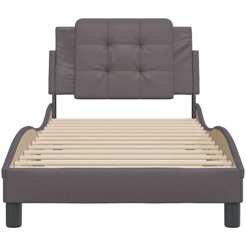 VidaXL Okvir za krevet s uzglavljem sivi 90x190 cm od umjetne kože Slike