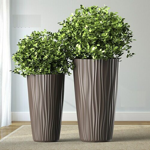  Visoka okrugla posuda za biljke Sahara (Vanjska dimenzija (ø x V): 35 x 60 cm, Plastika, Smeđe boje) Cijene