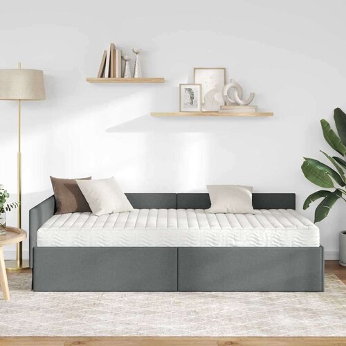  Kutni krevetni okvir s madracem Ostalo 2 pcs Siva tkanina Slike