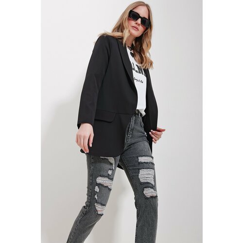 Trend Alaçatı Stili Women's Black Shawl Collar Lined Jacket Slike