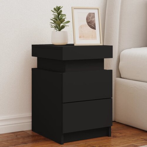 The Living Store Nočna omarica z LED lučkami črna 35x39x55 cm - Nočna Omarica, (21568399) Cene