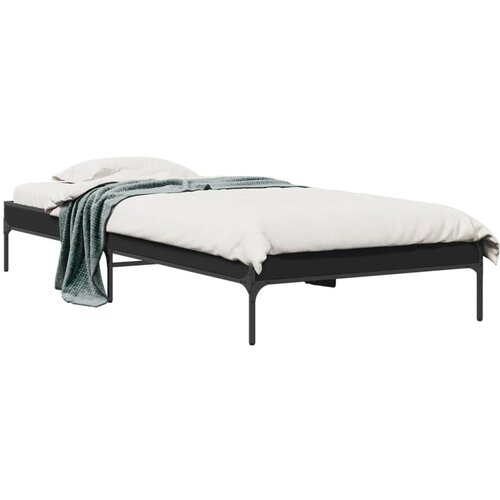 VidaXL Okvir za krevet crni 90 x 190 cm od konstruiranog drvo i metal Slike