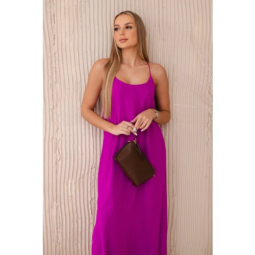 Włoski Long dress with straps violet