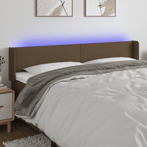 VidaXL LED Uzglavlje tamnosmeđe 163x16x78/88 cm od tkanine Slike