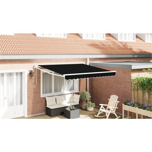 vidaXL Avtomatska retraktibilna tenda Črna 350x250 cm, Tenda zamenjava tkanine za okvir 3.5x2.5 m Črna Cene