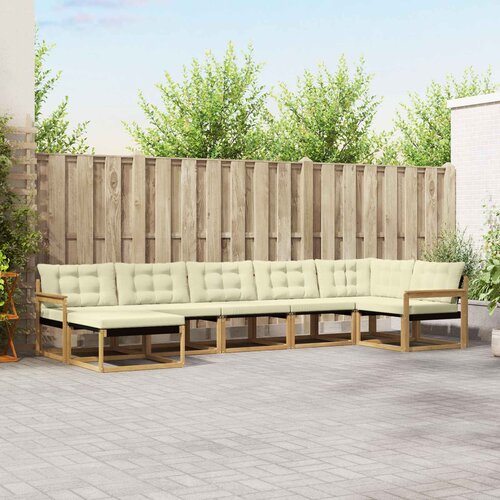  Set vanjskih sofa 7 kom. Bijela i krem Čvrsto drvo akacije 406 x 168,5 x 73 cm Cene