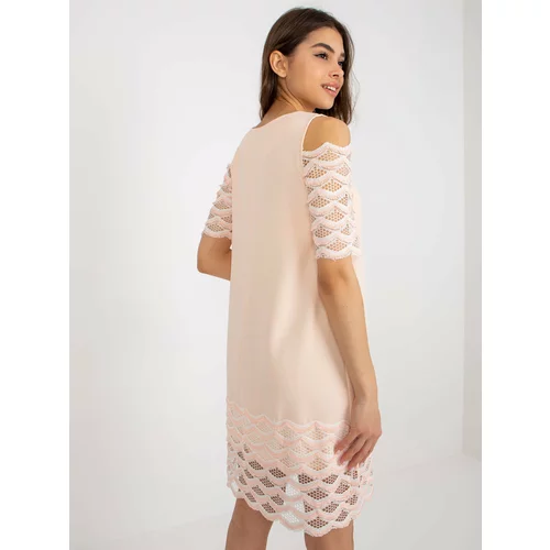 Fashion Hunters Peach cocktail dress with decorative sleeves