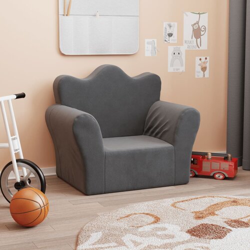  Dječja sofa antracit od mekanog pli&amp;scaron;a Slike