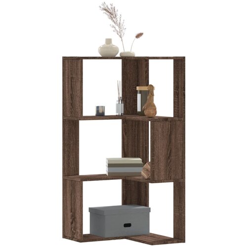  The living store kotna knjižna omara 3-nadstropna rjavi hrast 50x50x102 cm - kotna knjižna omara, (21497219) Cene