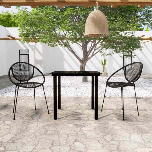  3-dijelni vrtni blagovaonski set crni Crna Dužina stola 80 cm Cene