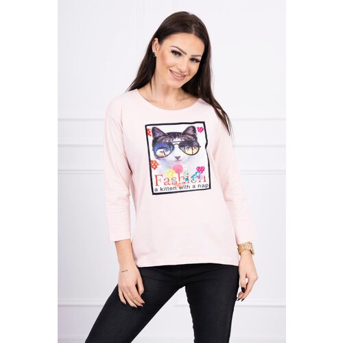 Kesi Blouse with cat graphics 3D powdered pinjk Cijene