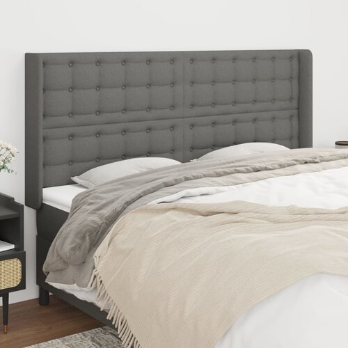  Uzglavlje s u&scaron;ima tamnosivo 203x16x118/128 cm od tkanine Cijene