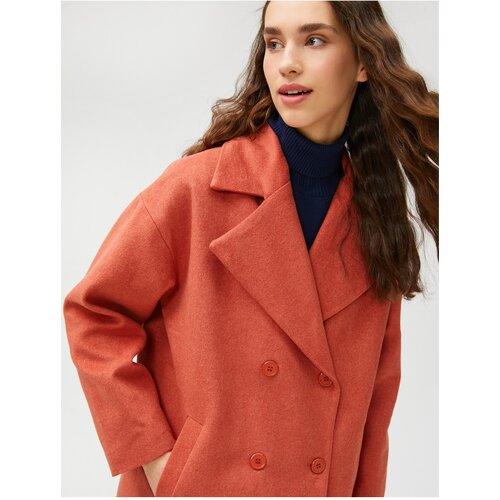 Koton Stamped Coat, Double Breasted, Buttoned Viscose Blend. Slike