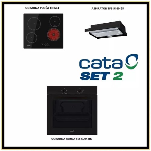Cata ugradni set 2 crni TN 604 B + SES 6004 BK + TFB 5160 BK Cene