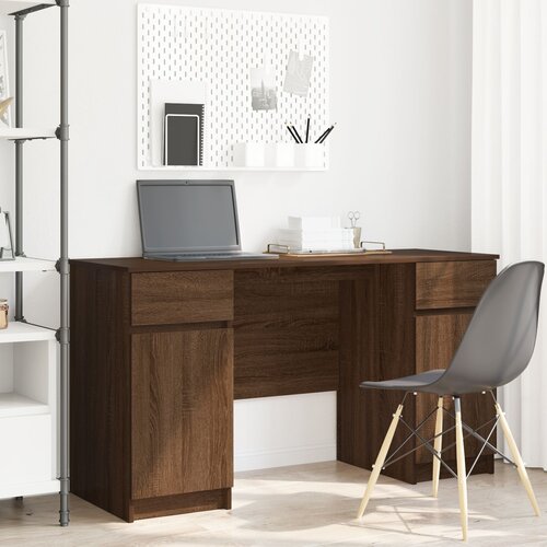 VidaXL Miza Rjava Oreh 140x49x76 cm Inženirski les Slike