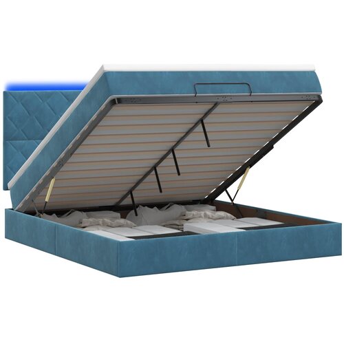  Krevet od pjene s madracem i LED-om Tamno plava 140 x 190 cm Slike