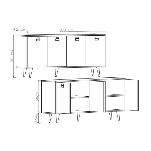 Hanah home komoda mirza modern 180 sapphire oak white Cene