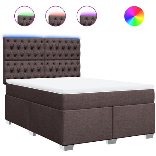 vidaXL Box spring postelja z vzmetnico temno rjav 140x190 cm blago, (21321573) Cene
