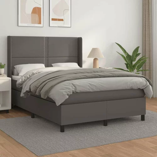  Box spring postelja z vzmetnico siv 140x200 cm umetno usnje, (20723821)