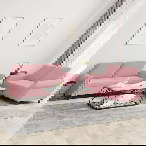 VidaXL 2-dijelni set sofa s jastucima ružičasti bar&amp;scaron;unasti Slike