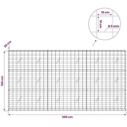  Gabion s žicom debljine 5 mm i mrežom 10x10 cm 300x20x150 cm - 20 cm 150 cm 300 cm Slike