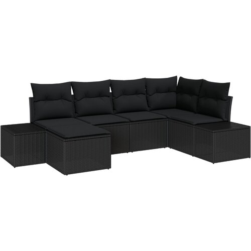 vidaXL Vrtni kavč Set 6 Črn Ratan, Poliester Vrtni kotni kavč, (22065276) Cene