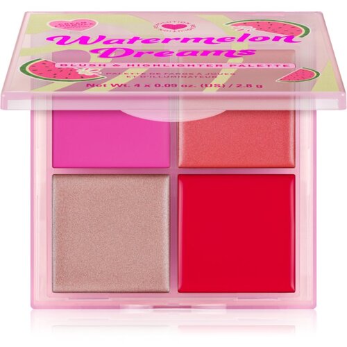 Revolution Watermelon Dreams Blush &amp;amp; Highlighter Quad paleta osvetljevalcev in rdečil 4x2.8 g Slike