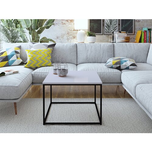 ADRK Moderna kvadratna kavna mizica BELRET 60x60 - BELA (VISOKI SIJAJ)-�RNA MAT Cene