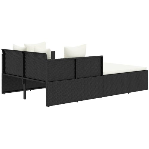 LEŽAJ za sunčanje s jastucima crni 182 x 118 x 63 cm poliratan Slike