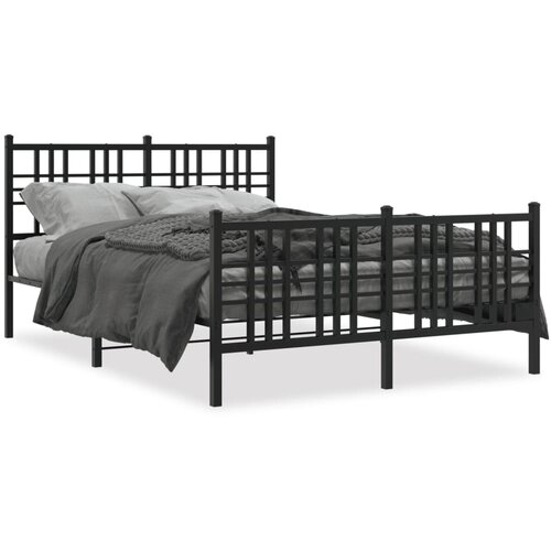 vidaXL Metalni okvir kreveta uzglavlje i podnožje crni 120x200 cm Cijene