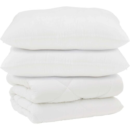  Duvet s jastucima s jastukom 3 kom. Bijelo Mikrofibra i Pero Bijela 260 x 220 cm,80 x 80 cm Slike