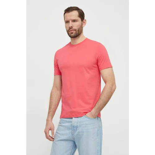Boss Pamučna majica za muškarce, boja: ružičasta, bez uzorka